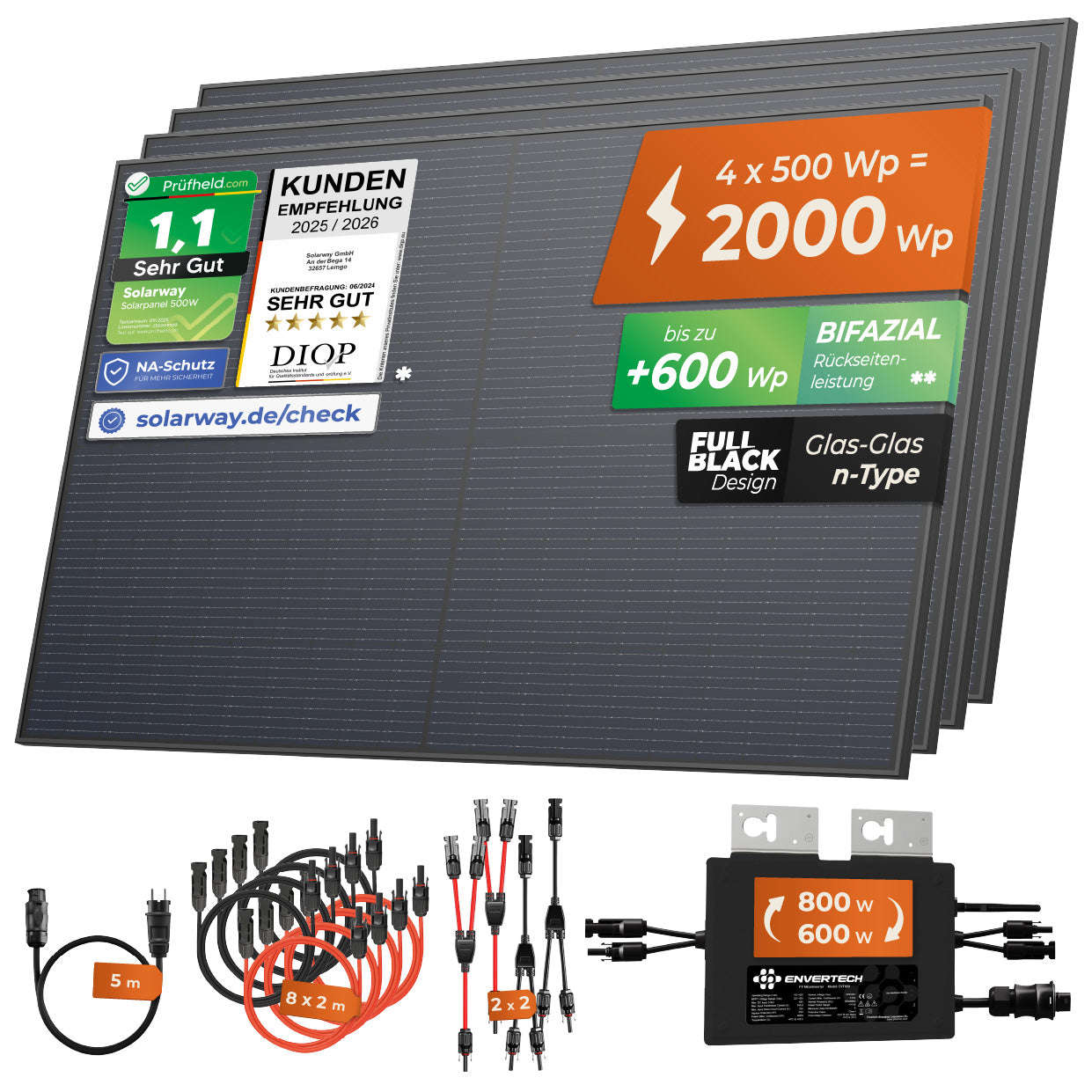 SOLARWAY Balkonkraftwerk 2000 Watt | Envertech 800 Watt