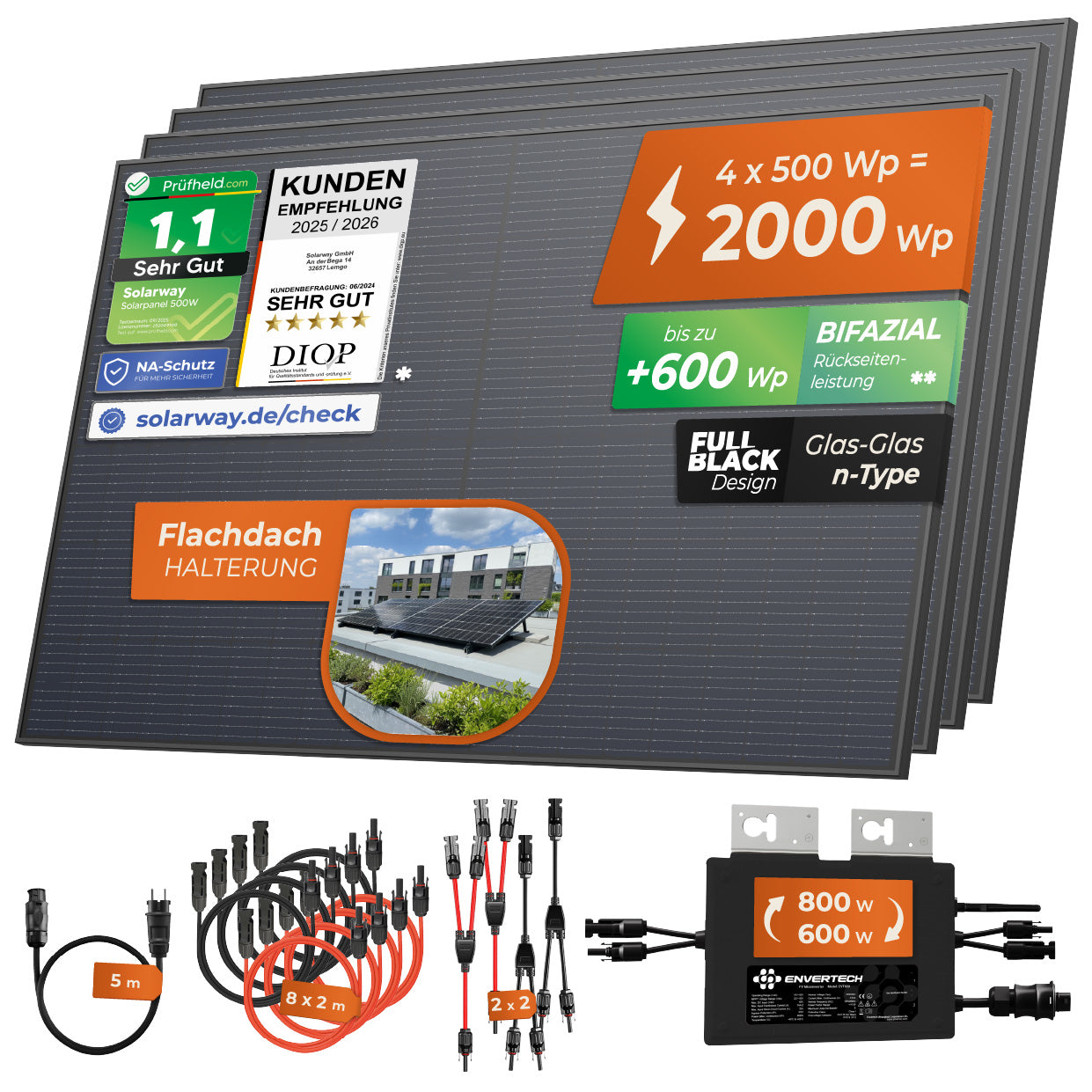 SOLARWAY Balkonkraftwerk 2000 Watt | Envertech 800 Watt