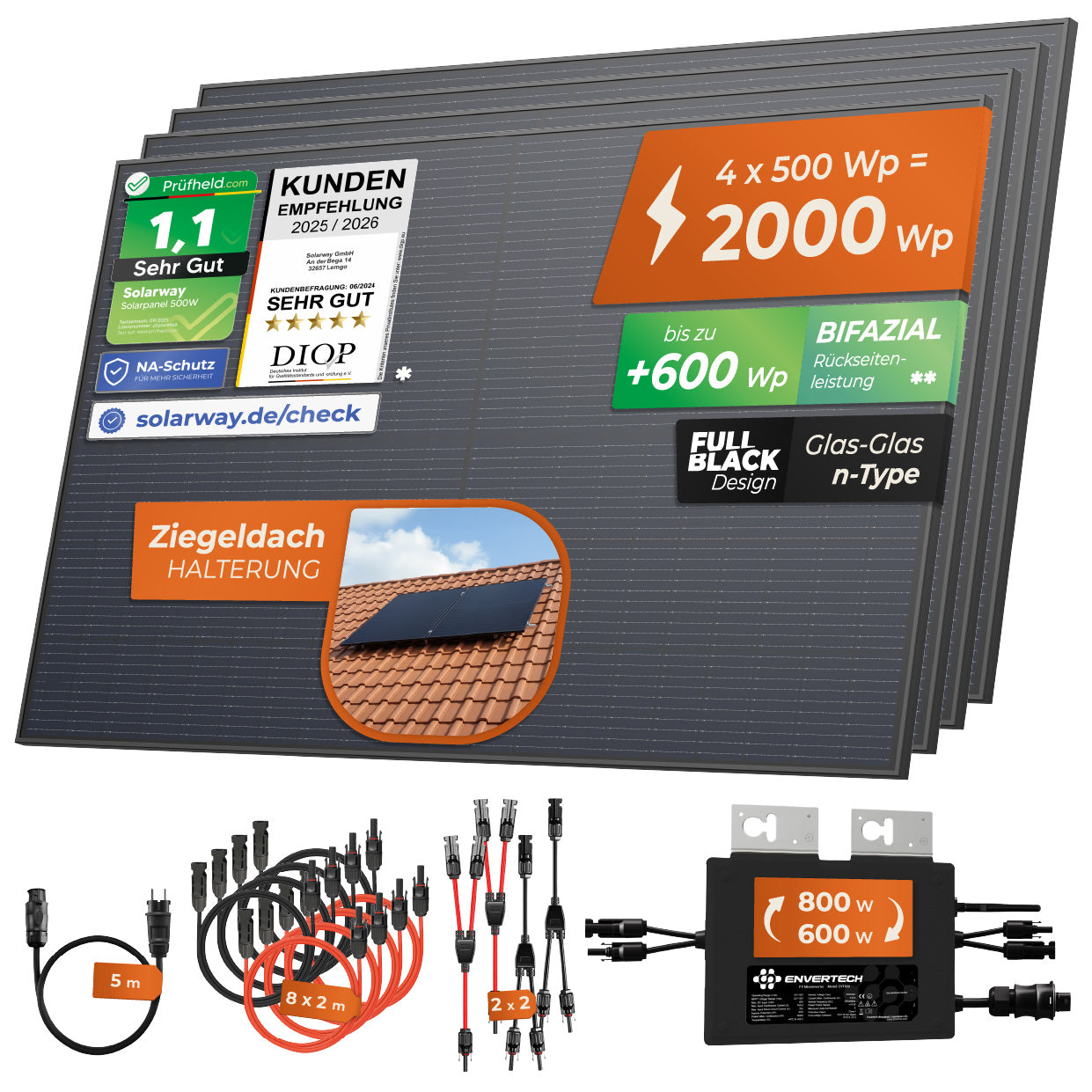 SOLARWAY Balkonkraftwerk 2000 Watt | Envertech 800 Watt
