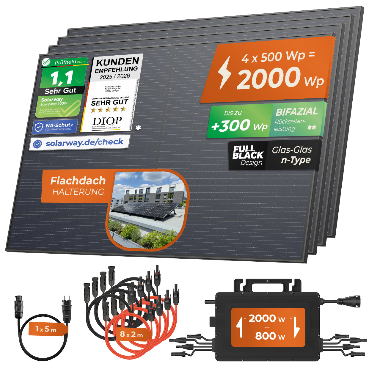 SOLARWAY Balkonkraftwerk 2000W | Hoymiles HiFlow 2000 Pro - Solarway