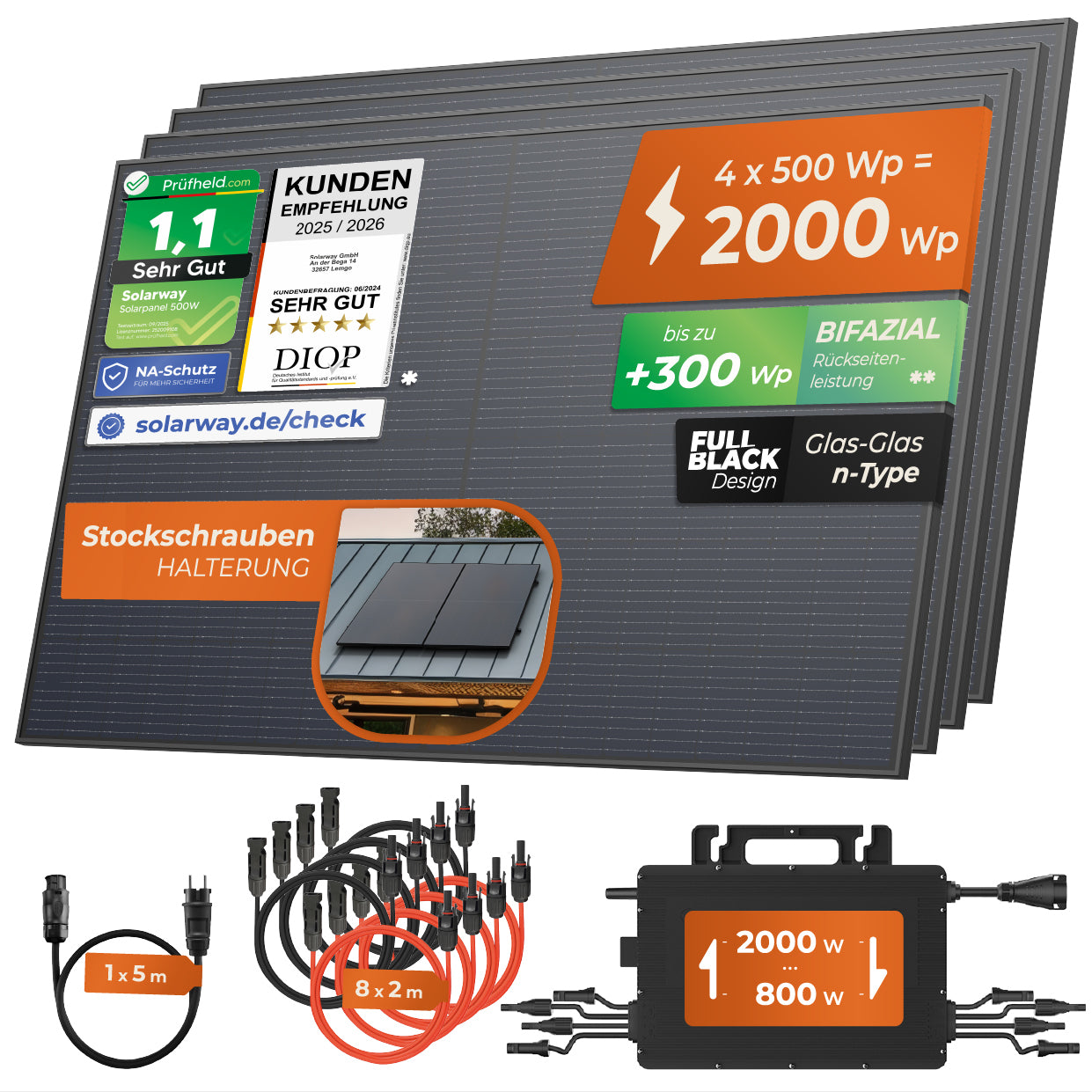 SOLARWAY Balkonkraftwerk 2000W | Hoymiles HiFlow 2000 Pro - Solarway