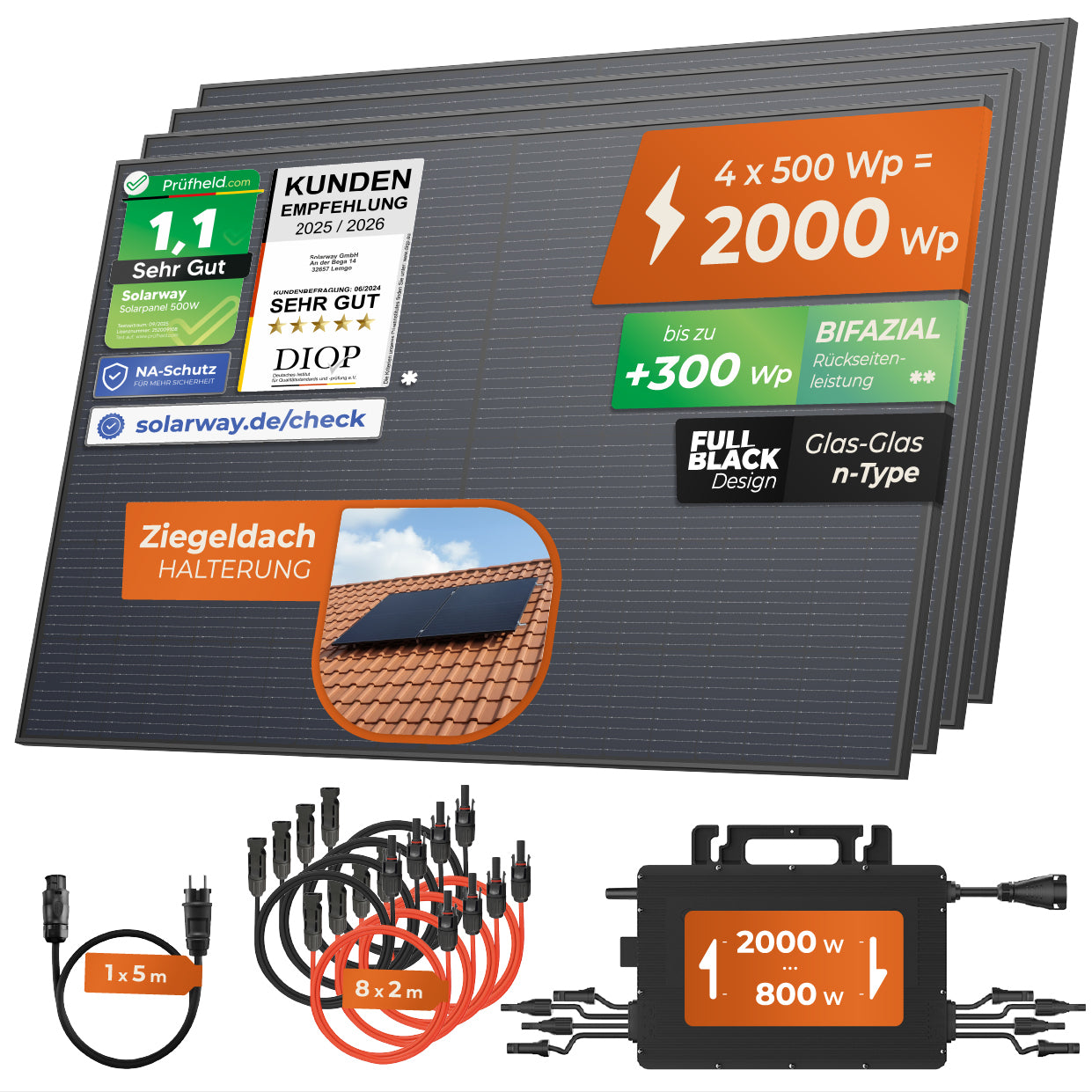 SOLARWAY Balkonkraftwerk 2000W | Hoymiles HiFlow 2000 Pro - Solarway