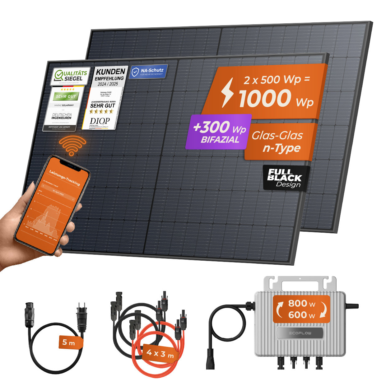 SOLARWAY Balkonkraftwerk 1000 Watt | EcoFlow 600/800 Watt