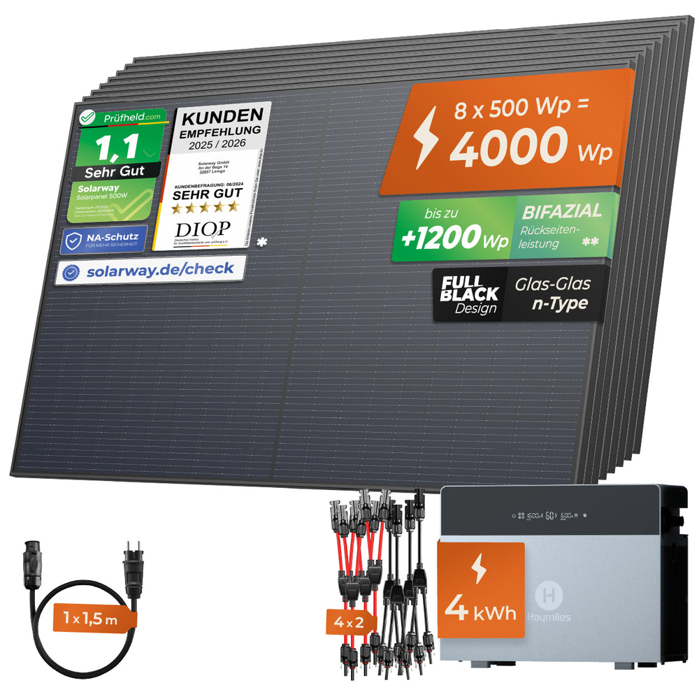 SOLARWAY Balkonkraftwerk 4000 Watt | Hoymiles HiBattery 4020 X - Solarway