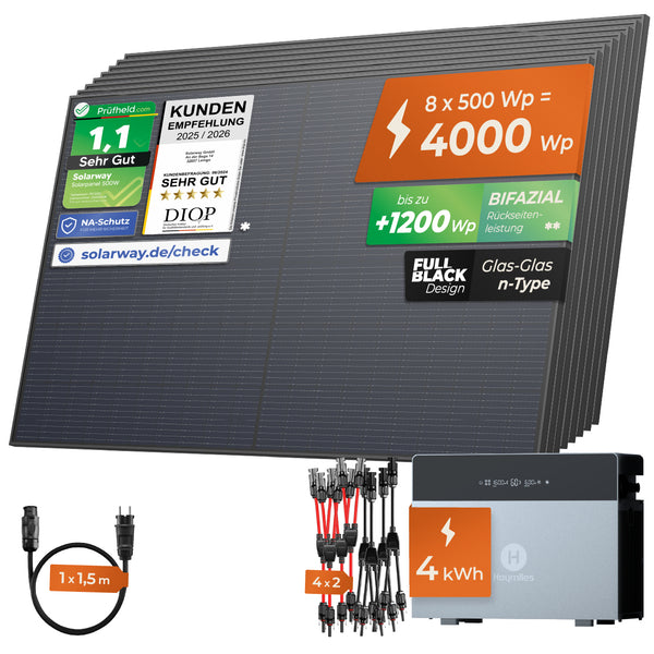 SOLARWAY Balkonkraftwerk 4000 Watt | Hoymiles HiBattery 4020 X - Solarway