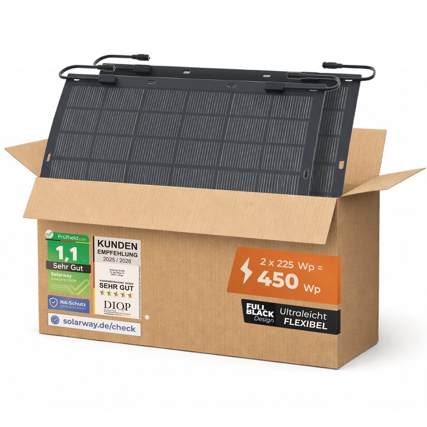Solarway 225W flexibles Solarpanel I Full Black I Monokristallin