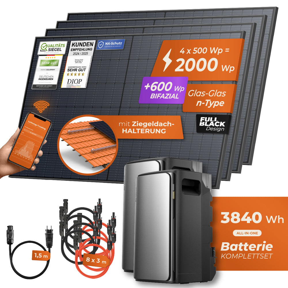 SOLARWAY Balkonkraftwerk 2000 Watt Pro | EcoFlow STREAM Ultra 1920 Wh Batterie + EcoFlow STREAM AC Pro