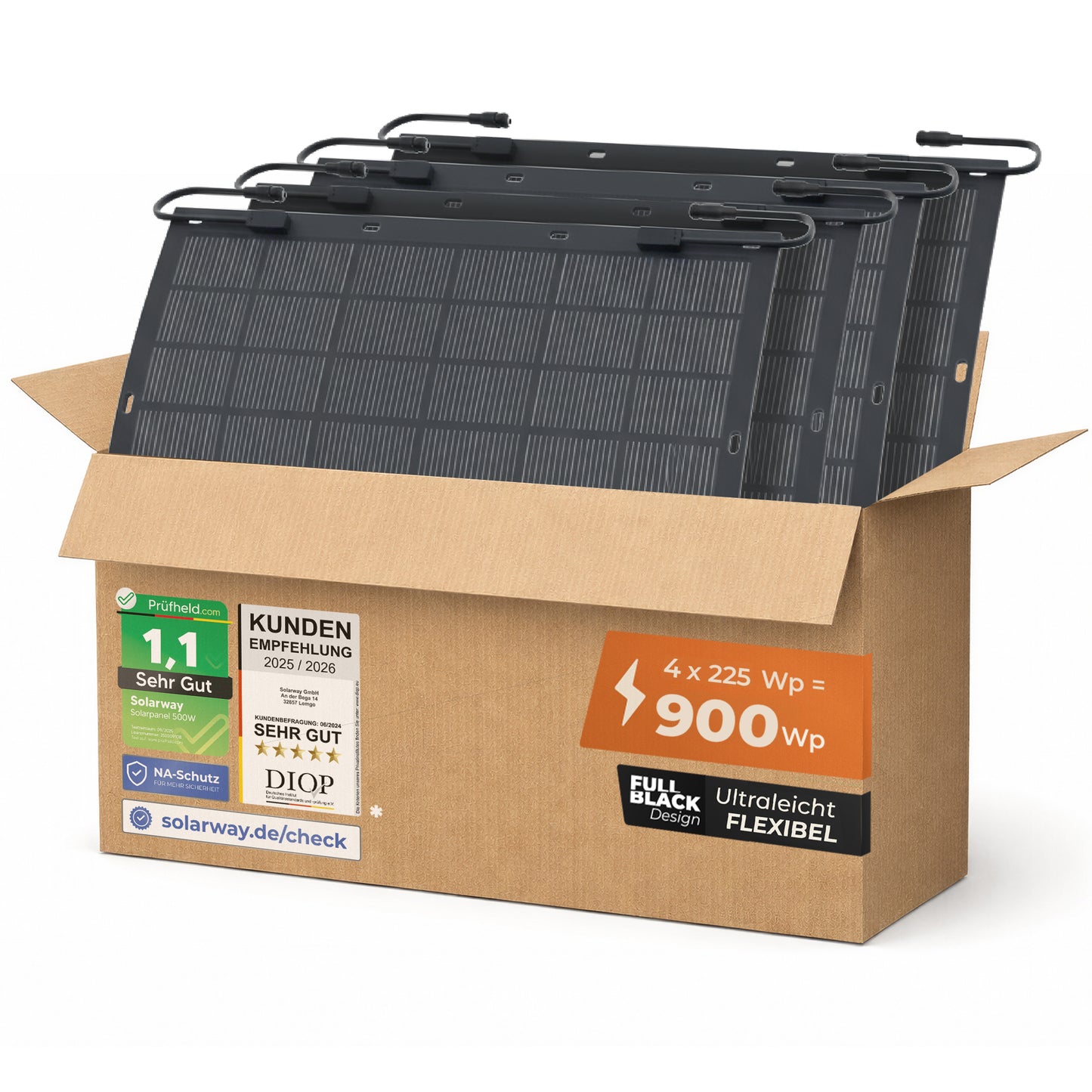 Solarway 225W flexibles Solarpanel I Full Black I Monokristallin