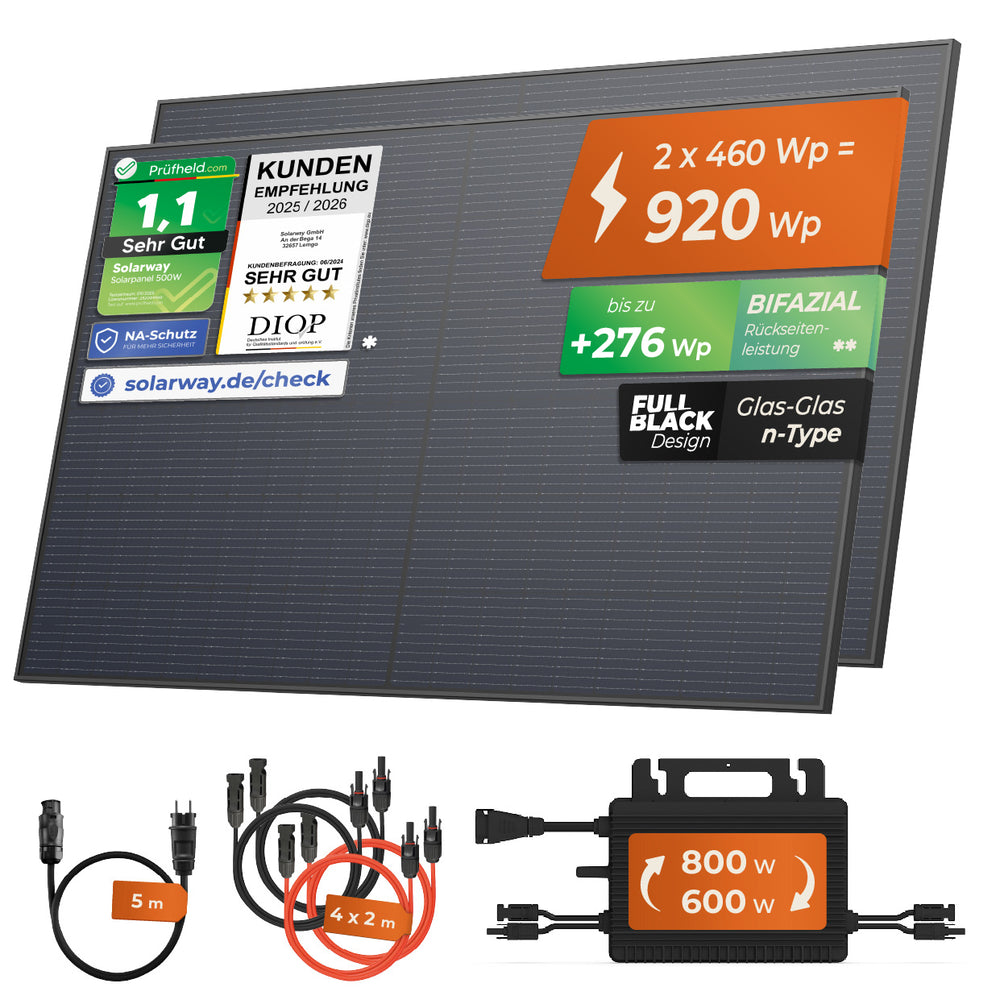 SOLARWAY Balkonkraftwerk 920 Watt | Hoymiles Hiflow 800 PRO
