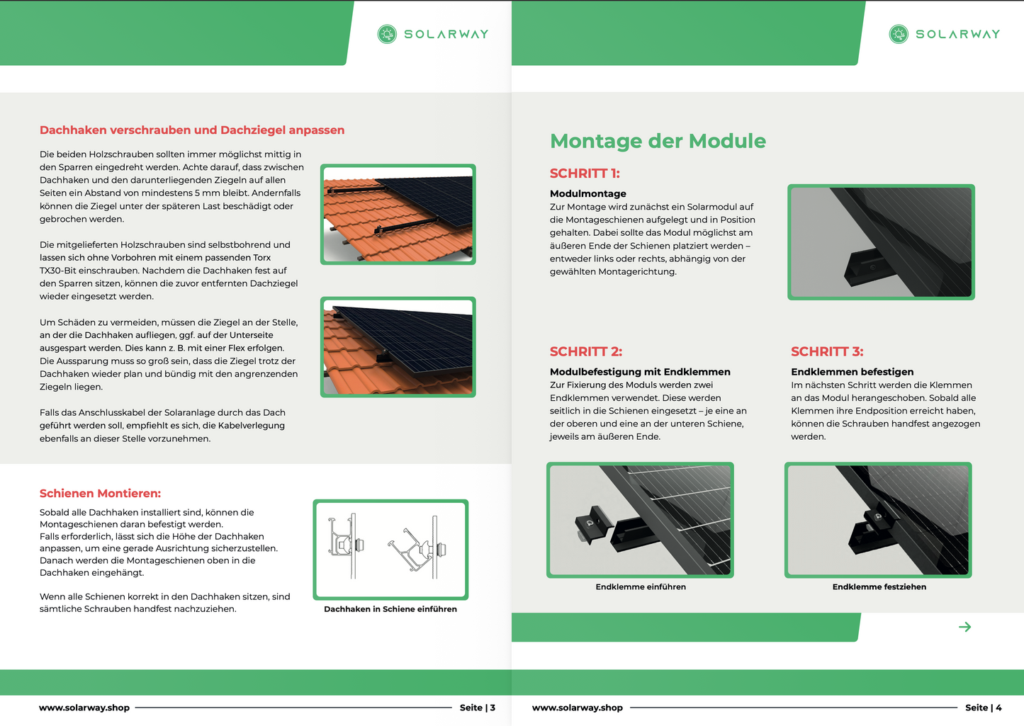 Solarway Balkonkraftwerk Ziegeldach Halterung für Solarpanel | Ziegeldach Befestigung für 2 Solarmodule vertikal Halterung Set | Schwarz
