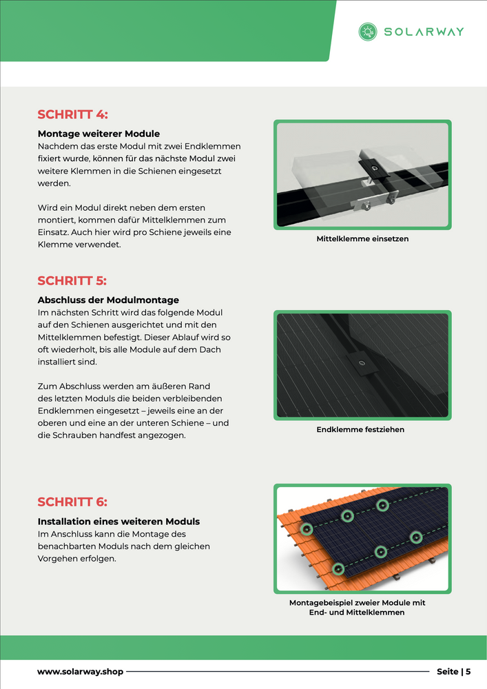 Solarway Balkonkraftwerk Ziegeldach Halterung für Solarpanel | Ziegeldach Befestigung für 2 Solarmodule vertikal Halterung Set | Schwarz