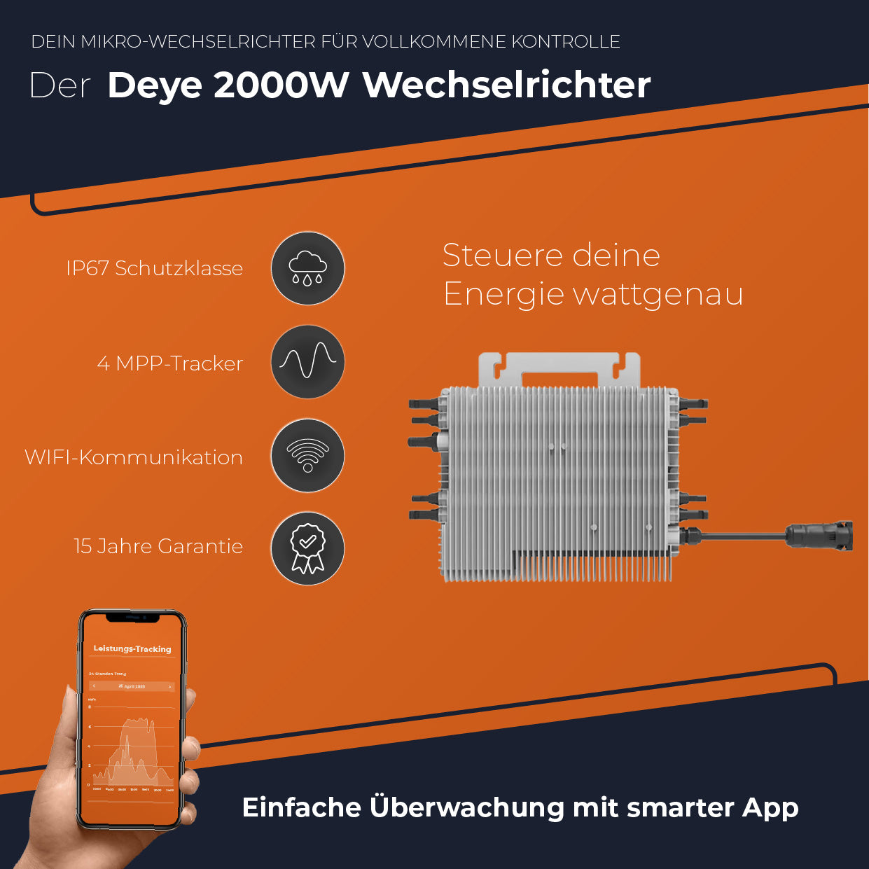 SOLARWAY Balkonkraftwerk 2000 Watt Pro | Marstek VENUS E 5120 Wh All-In-One Speicher | DEYE 2000W WIFI Wechselrichter Smart PV Anlage