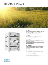 Deye SE-G5.1 Pro-B Lithium (LiFePo4) Batteriemodul / 5,12kWh / 100Ah / 48V / inkl. Zubehör - Solarway