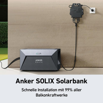 Anker SOLIX Solarbank E1600 Balkonkraftwerk Speicher Ergänzung, Batterie für Balkonkraftwerk, 1,6kWh LiFePo4 Akku / 800Wp PV-Leistung / App