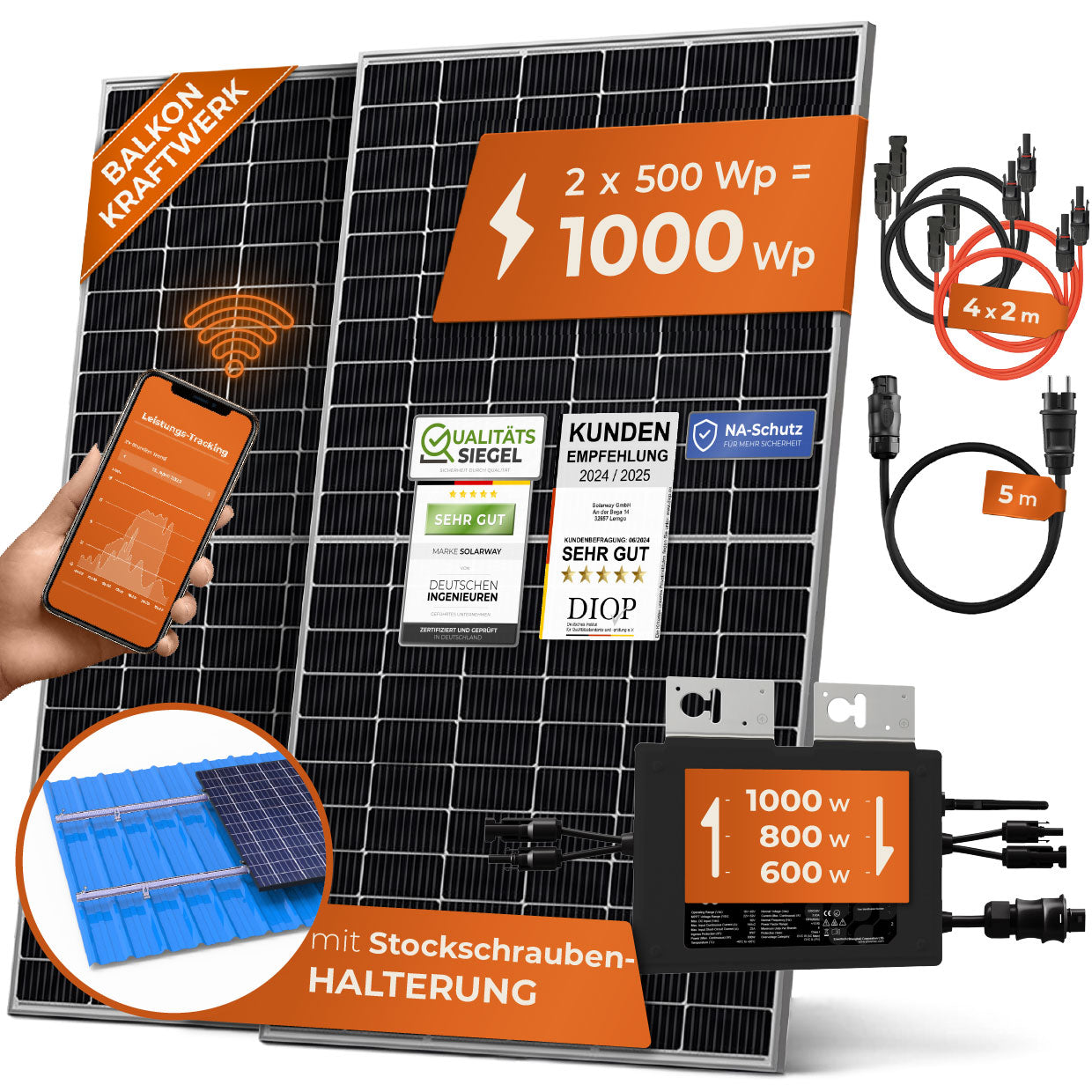 SOLARWAY Balkonkraftwerk 1000 Watt | Envertech 600/800/1000 Watt