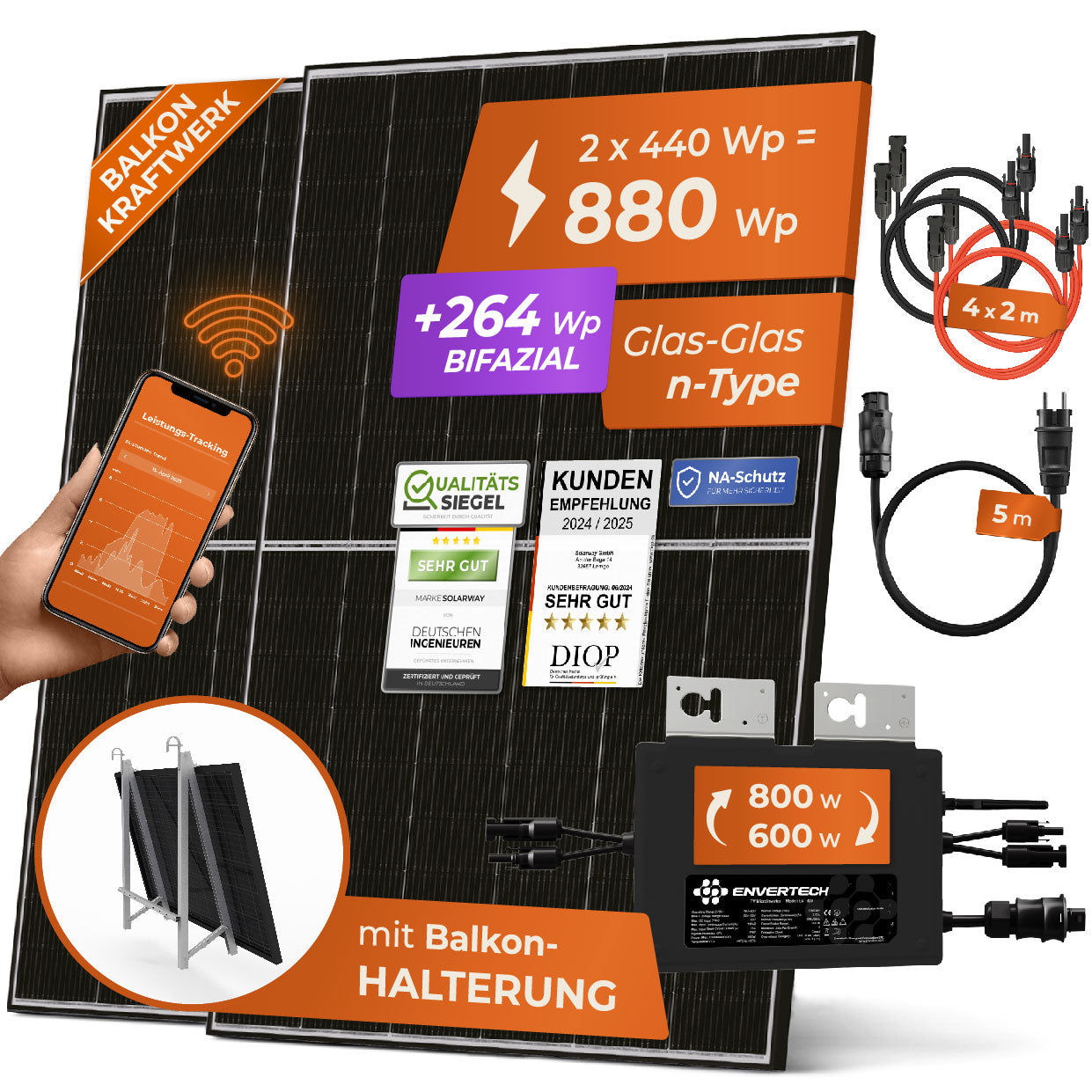 Angebot!!! Balkonkraftwerk 600W WLAN- Canadian Solar 2024 375W / 795€*