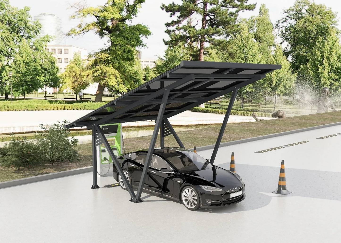 Solar Carport 8600 Watt | 2 Stellplätze | Versiegeltes Dach inkl. Regenrinne