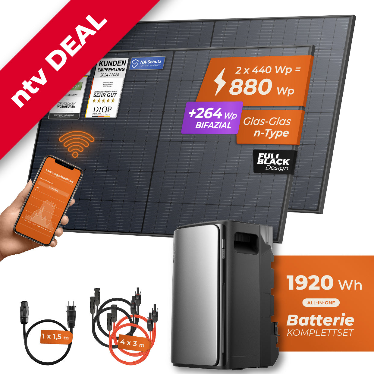 NTV-EXKLUSIV Balkonkraftwerk 880 Watt Max | EcoFlow STREAM Max 1920 Wh Batterie