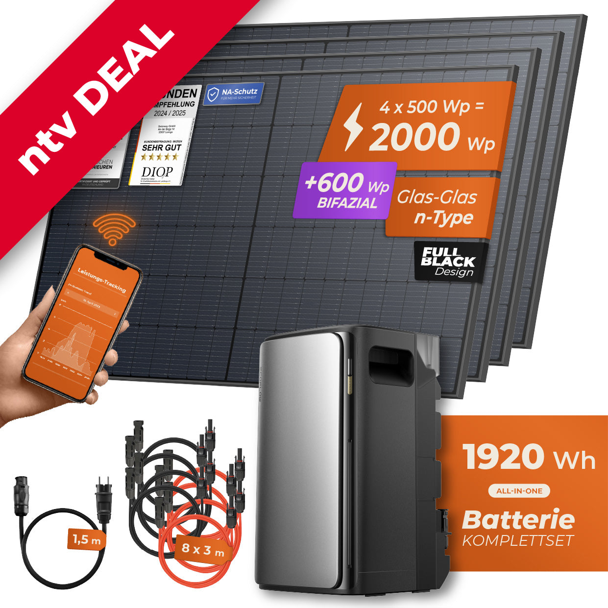NTV-EXKLUSIV Balkonkraftwerk 2000 Watt Ultra | EcoFlow STREAM Ultra 1920 Wh Batterie