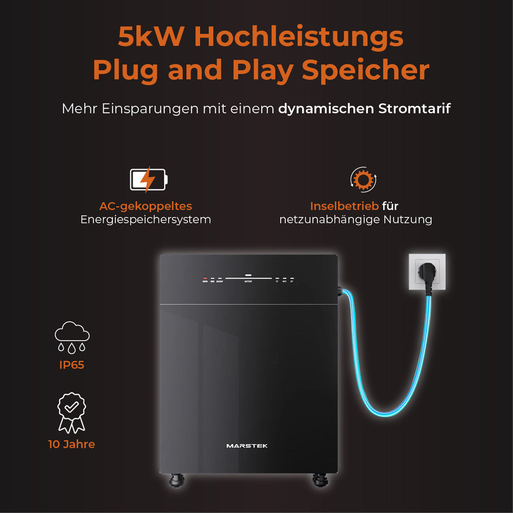 SOLARWAY Balkonkraftwerk 2000 Watt Pro | Marstek VENUS E 5120 Wh All-In-One Speicher | DEYE 2000W WIFI Wechselrichter Smart PV Anlage
