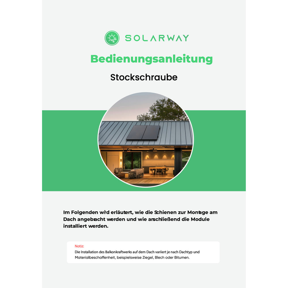 Montageanleitung Solarway Stockschrauben-Montageset – Titelseite: Bedienungsanleitung Stockschraube