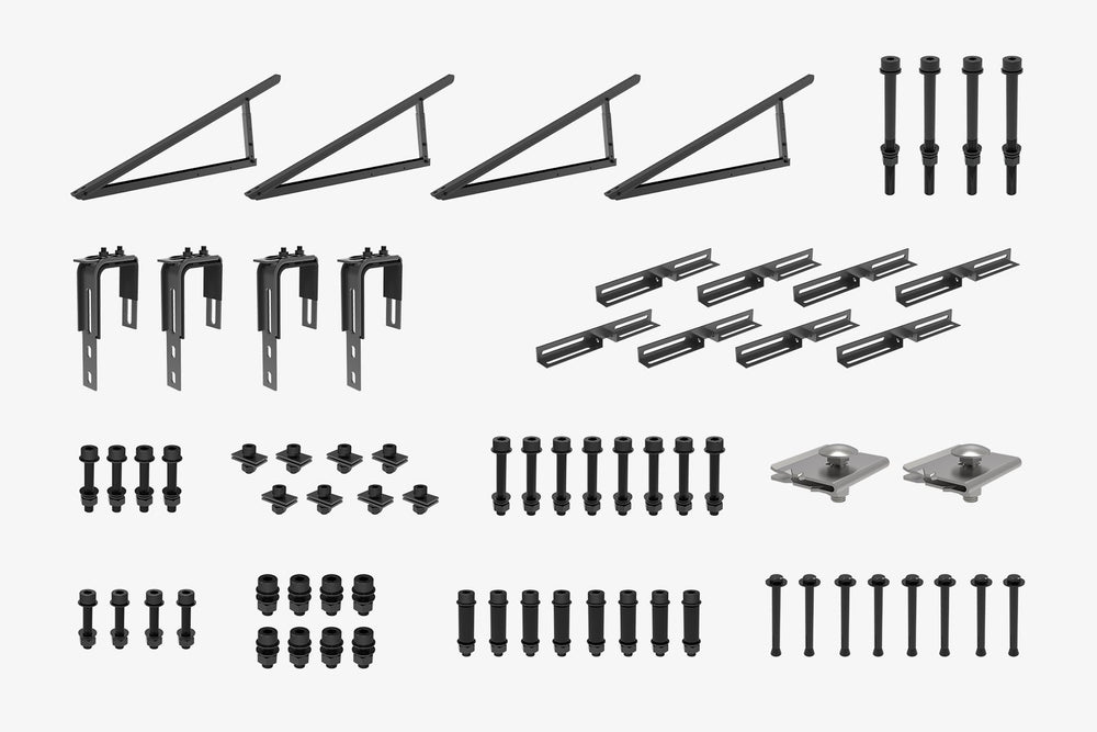 Flachdach Halterung Schwarz für 10 Module Quer - 15-30 Grad Flachdach Halterung Schwarz für 10 Module Quer - 15-30 Grad