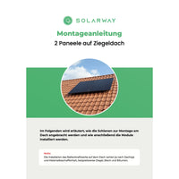 Montageanleitung Solarway Ziegeldach-Montageset – Titelseite: 2 Paneele auf Ziegeldach